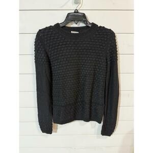 OHLIN/D Women’s Baby Alpaca Black Textured Sweater Crew Neck Knit Pullover S